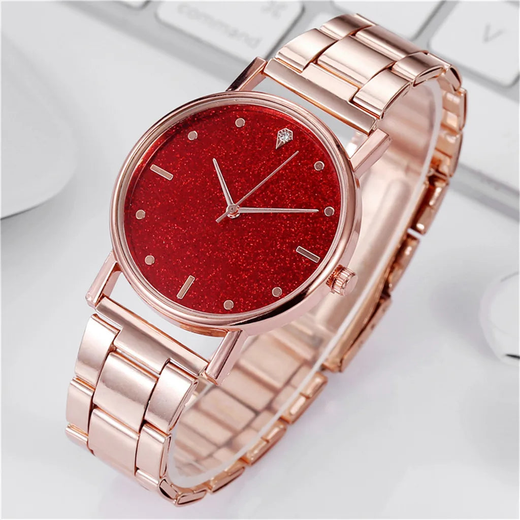 Relojes de acero inoxidable a la moda para mujer, reloj de pulsera de cuarzo de lujo para mujer, reloj informal a la moda para mujer, reloj femenino