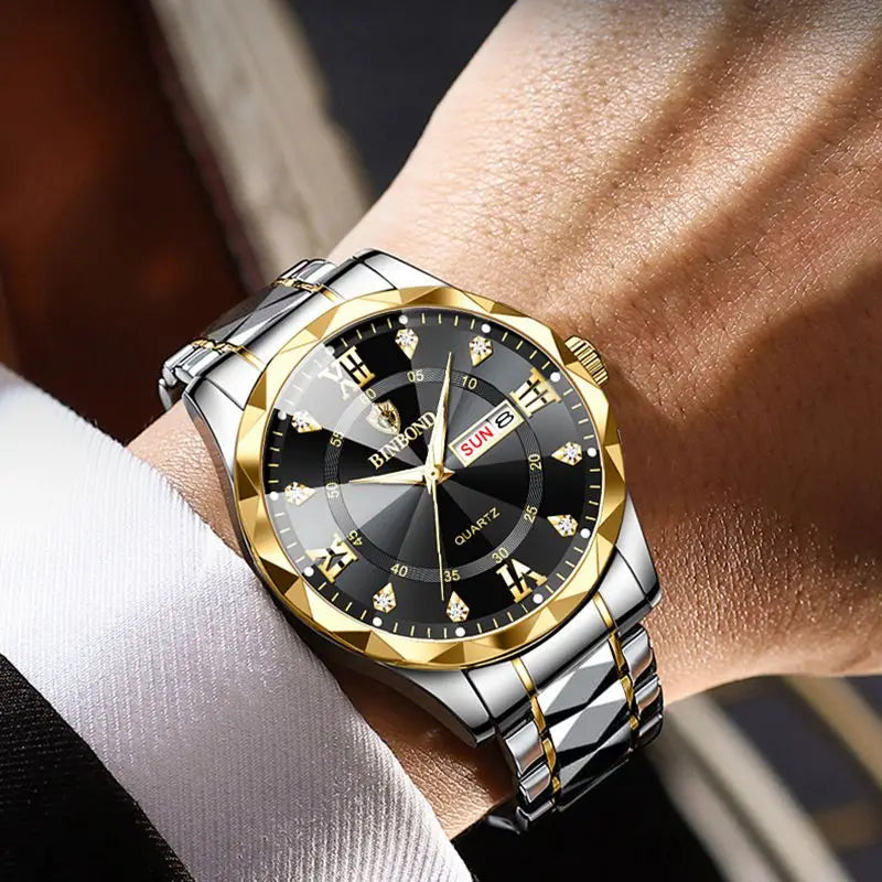 Male Mens Quartz Watches Top Brand Luxury Business Waterproof Luminous Large Dial Men Wristwatches Sports Stainless Steel Watch