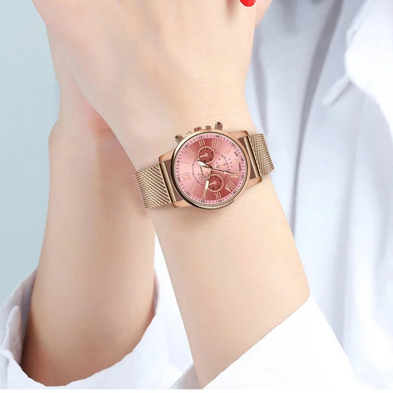 Women's Watches Luxury Quartz Sport Military Stainless Steel Dial Leather Band Wrist Dress Geneva Watch Women Simple Watch