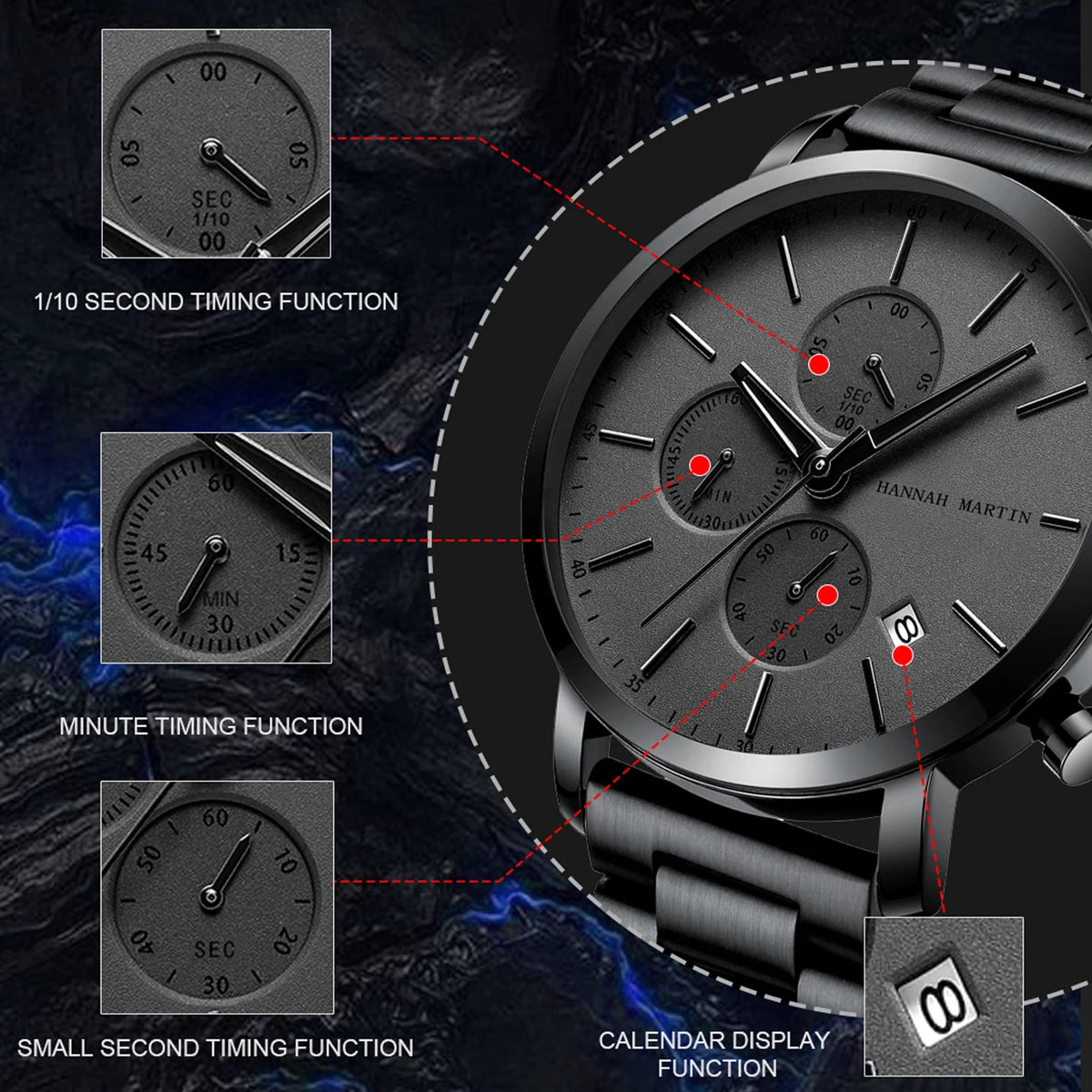 Top Men Watch Brand Business Style Stainless Steel Fashion Waterproof Sports Multifunctional Quartz Wristwatch Relogio Masculino
