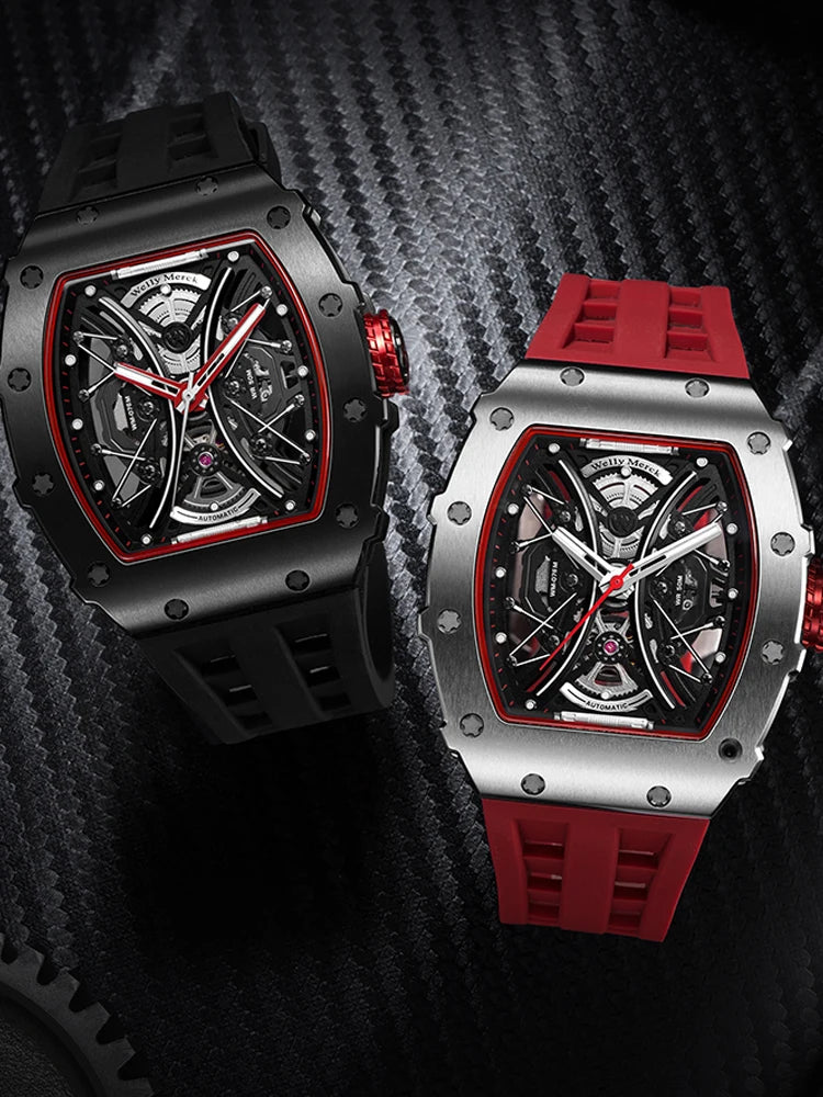 Welly Merck Automatic Mechanical Watches Men's Sapphire Water Resistant Luminous Watch 316L Stainless Steel Business Casual