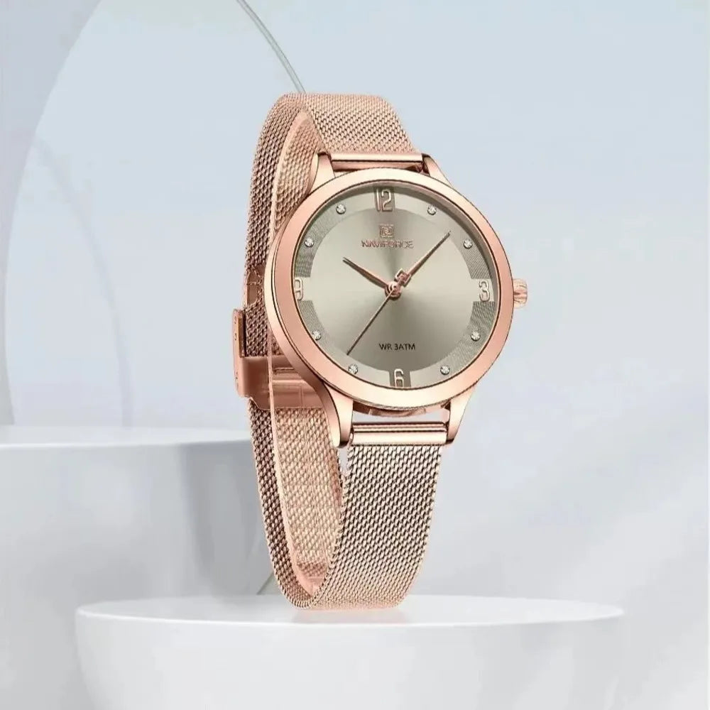Quartz Watch For Women Top Brand Fashion Luxury Diamond Dial Waterproof Clock Mesh Steel Strip Women Watch Reloj Mujer NF5023