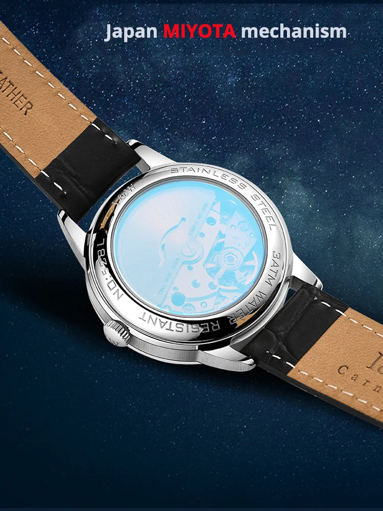 I&W Fashion Women Mechanical Watches Japan Movement Automatic Watch for Women Sapphire Calendar Waterproof Relogio Feminino 528L