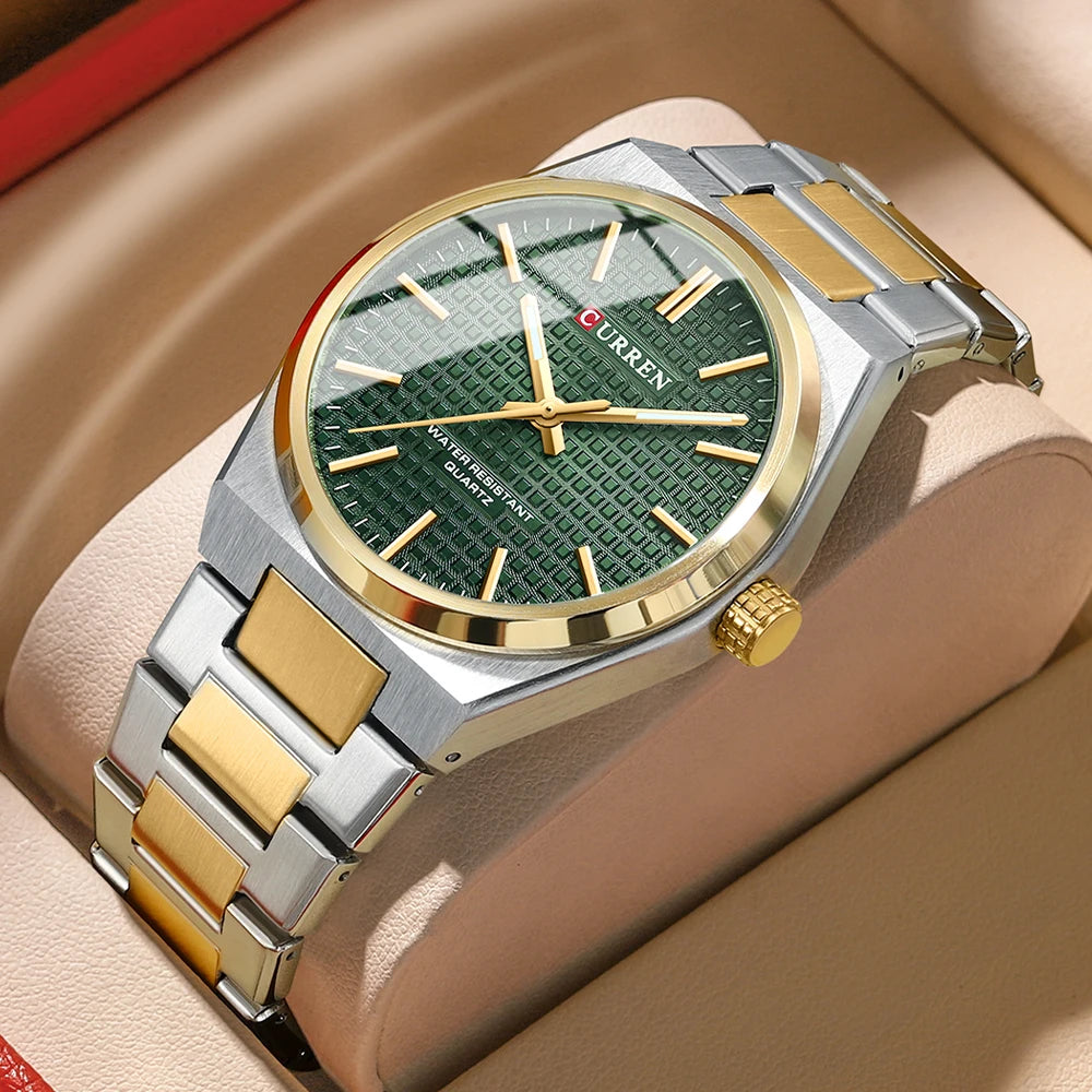 CURREN Fashion Brand Watches for Men Simple Quartz Stainless Steel Strap Waterproof Wriswatches with Luminous Hands