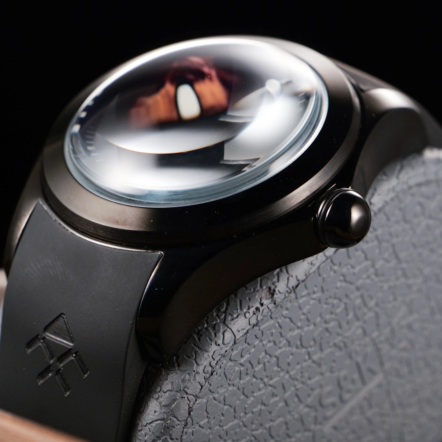 KAFYASE Unique Design Tiger Mechanical Automatic Watch For Men Ball Dial Black Steel Case Luminous Waterproof Rubber Sport Watch