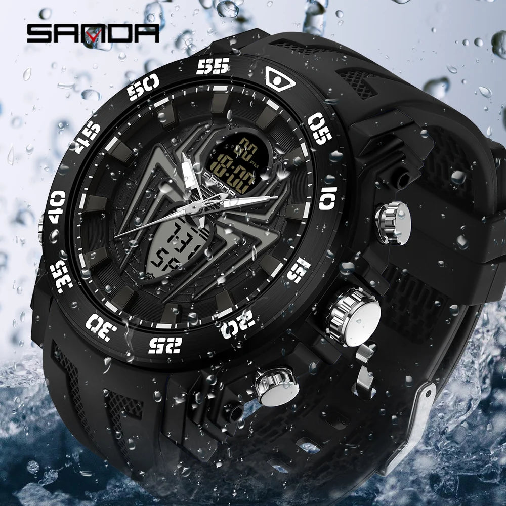 SANDA Men Military Watches Fashion Sport Watch Analog Electronic LED Wristwatches For Man Clock Relogio Masculino Waterproof 50M
