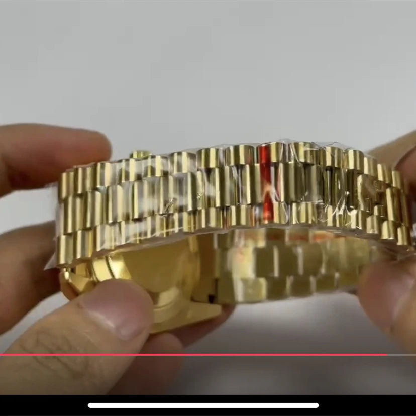40mm ゴールド メンズ腕時計 実写 ウィークカレンダー 高級自動巻き/日本製機械式ステンレススチール Reloj Hombre 904L 腕時計