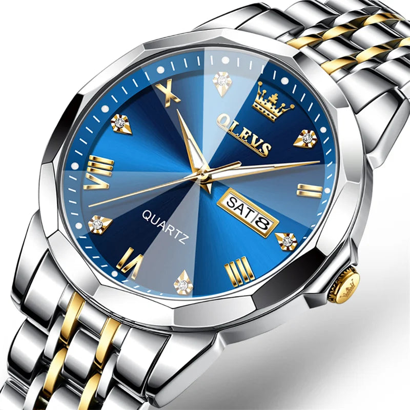 OLEVS Luxury Rhombus Glass Sport Watches for Men Waterproof Luminous Date Wristwatch Man Watch Fashion Relogio Masculino