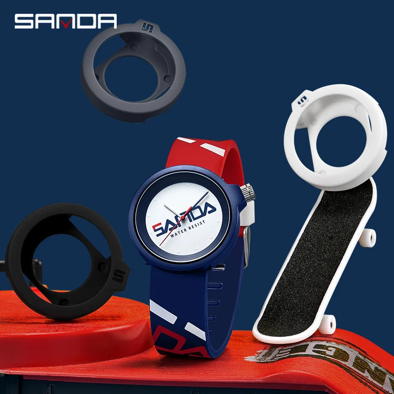 Fashion Sanda Top Brand New Men's Or Ladies Unisex Watch 50m Waterproof Silicone Strap Casual Quartz Sports Mens Womenes