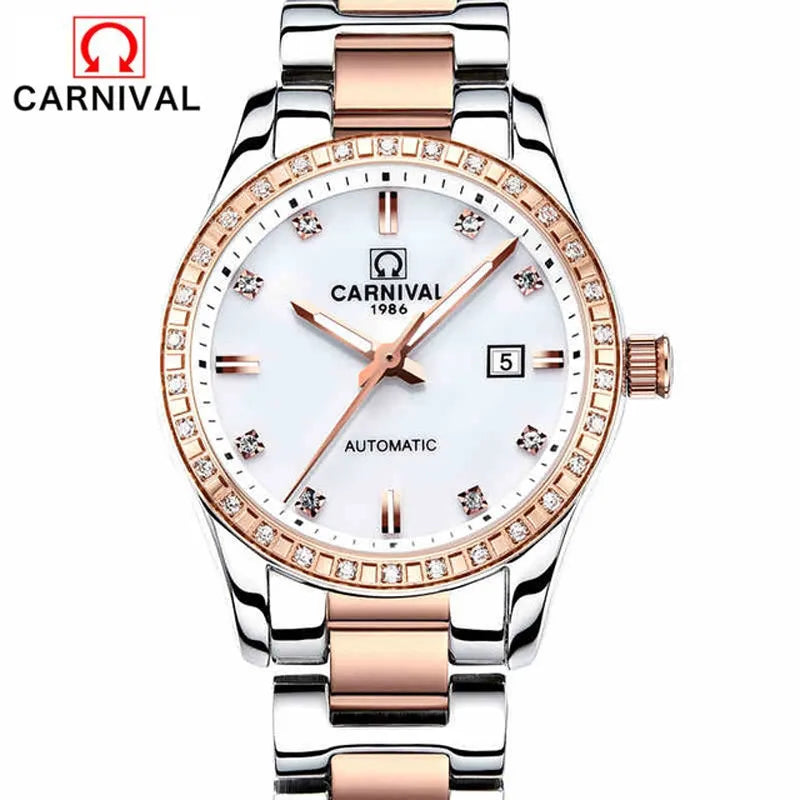 CARNIVAL Brand Ladies Fashion Watch Luxury Casual Waterproof Luminous Automatic Mechanical Watches for Women Clock Reloj Mujer