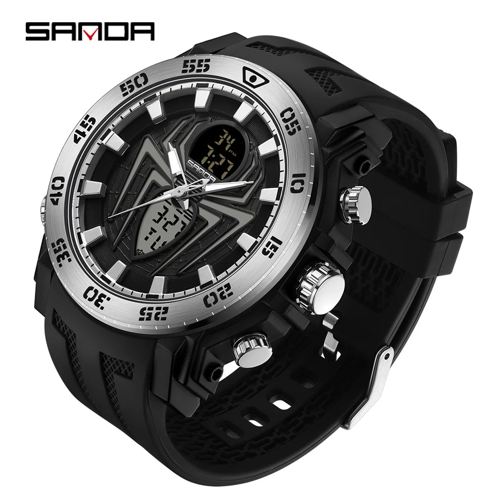 SANDA Men Military Watches Fashion Sport Watch Analog Electronic LED Wristwatches For Man Clock Relogio Masculino Waterproof 50M