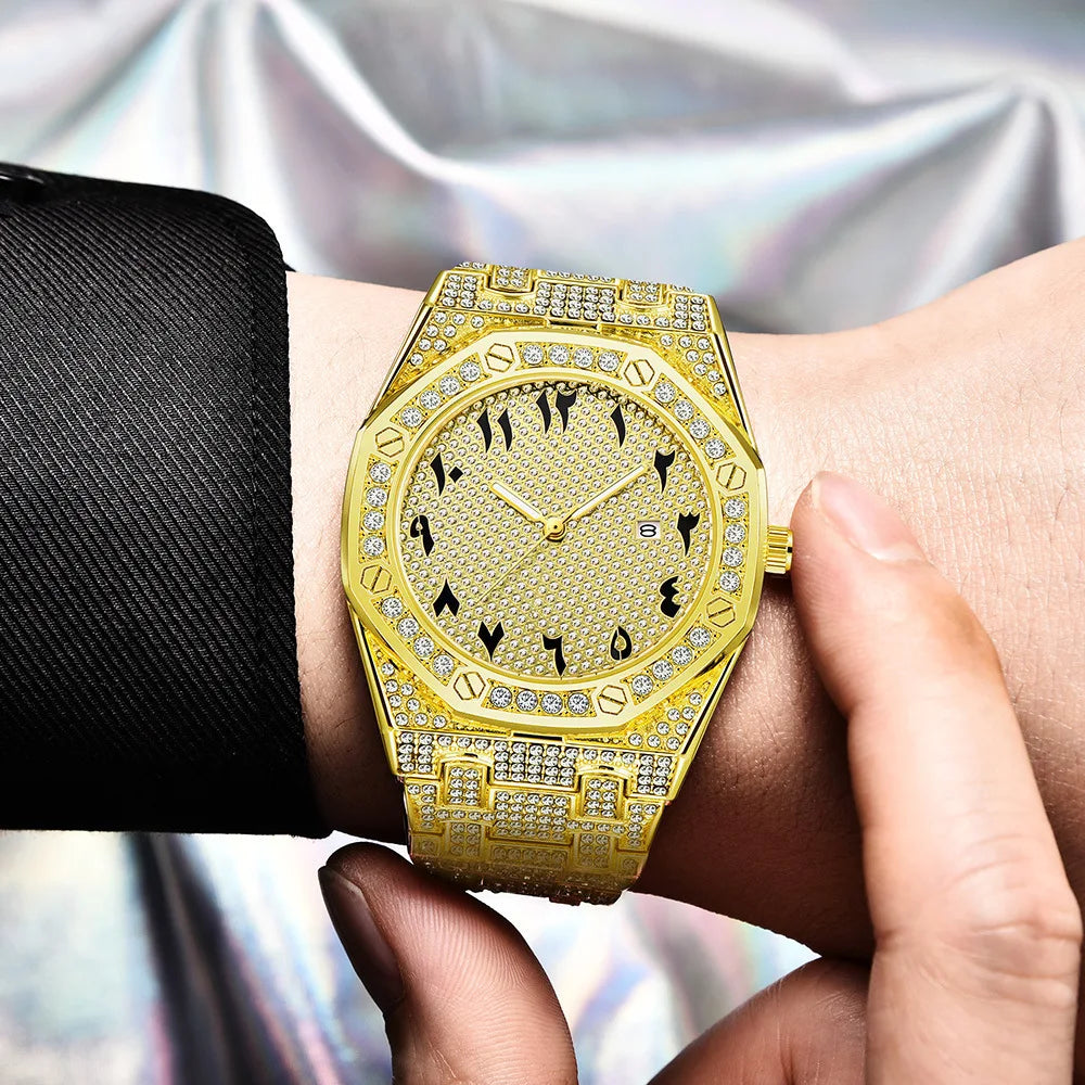 New Cool Watches For Men Top Brand Luxury Hip Hop Iced Out Diamond Quartz Wrist Watch Male Clock Relogio Masculino Drop Shipping