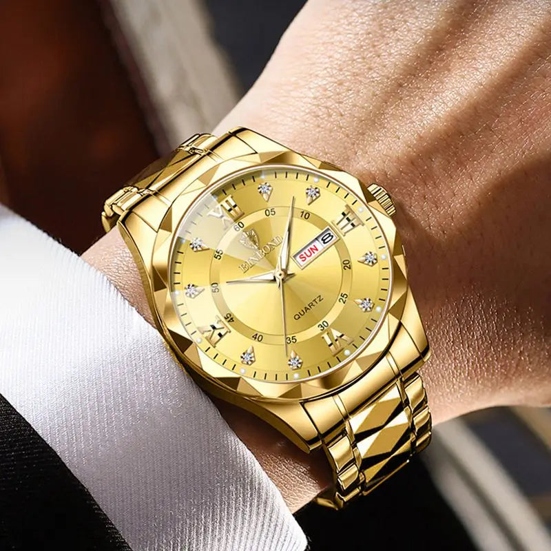 Male Mens Quartz Watches Top Brand Luxury Business Waterproof Luminous Large Dial Men Wristwatches Sports Stainless Steel Watch