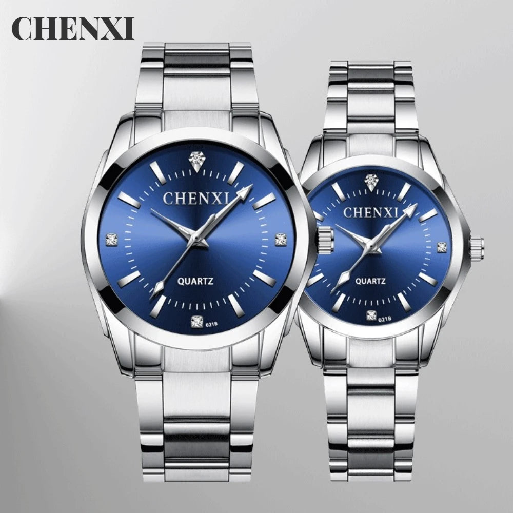 Chenxi Top Brand Couple Watch Simple Classic Women's Man Full Stainless Steelwaterproof Quartz For Lover Clock Relogio Masculino