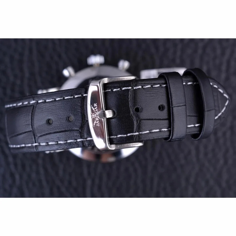 Fashion Jaragar Brand Men's Casual Six Needle Week Automatic Calendar Multi Functional Fully Automatic Mechanical Leather Watch