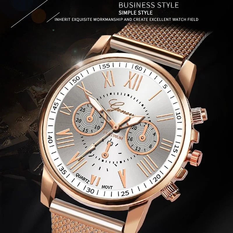 Women's Watches Luxury Quartz Sport Military Stainless Steel Dial Leather Band Wrist Dress Geneva Watch Women Simple Watch
