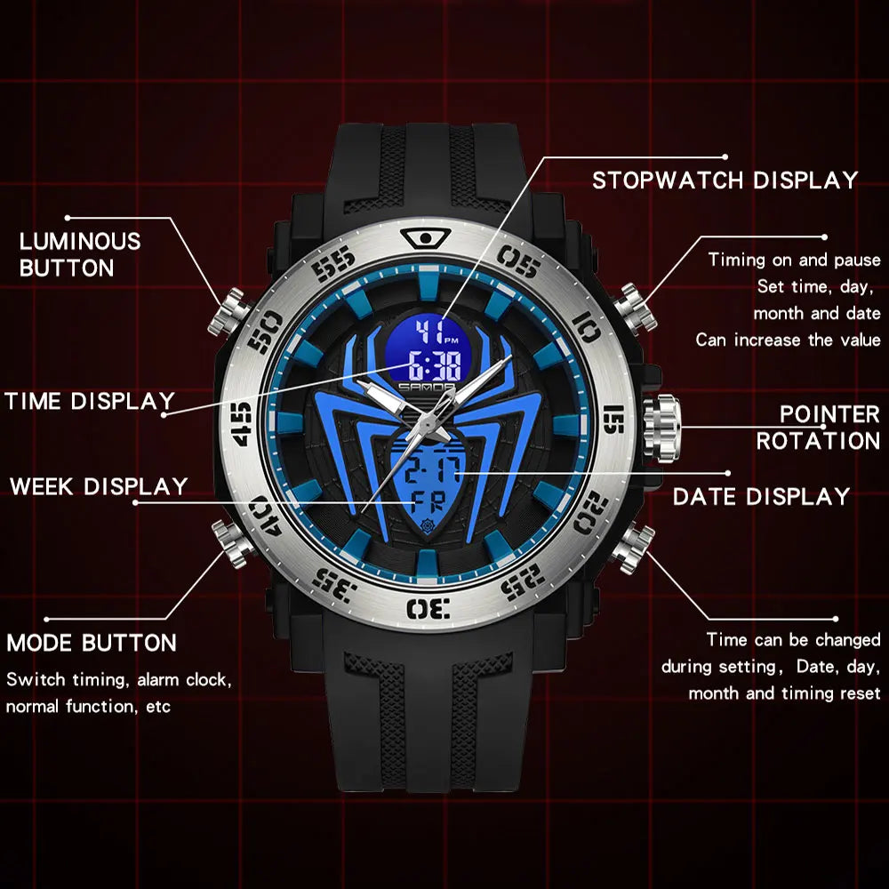 SANDA Men Military Watches Fashion Sport Watch Analog Electronic LED Wristwatches For Man Clock Relogio Masculino Waterproof 50M