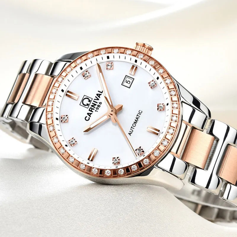 CARNIVAL Brand Ladies Fashion Watch Luxury Casual Waterproof Luminous Automatic Mechanical Watches for Women Clock Reloj Mujer