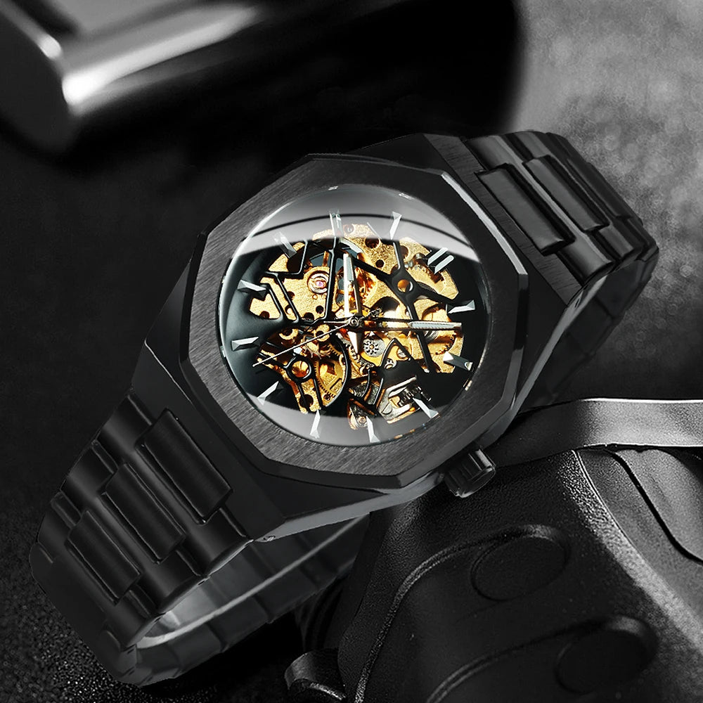 2023 Fashion Winner Top Brand Men's Watches Luxury Mechanical Wrist Watch For Men Casual Full Stainless Steel Strap Chic Relogio