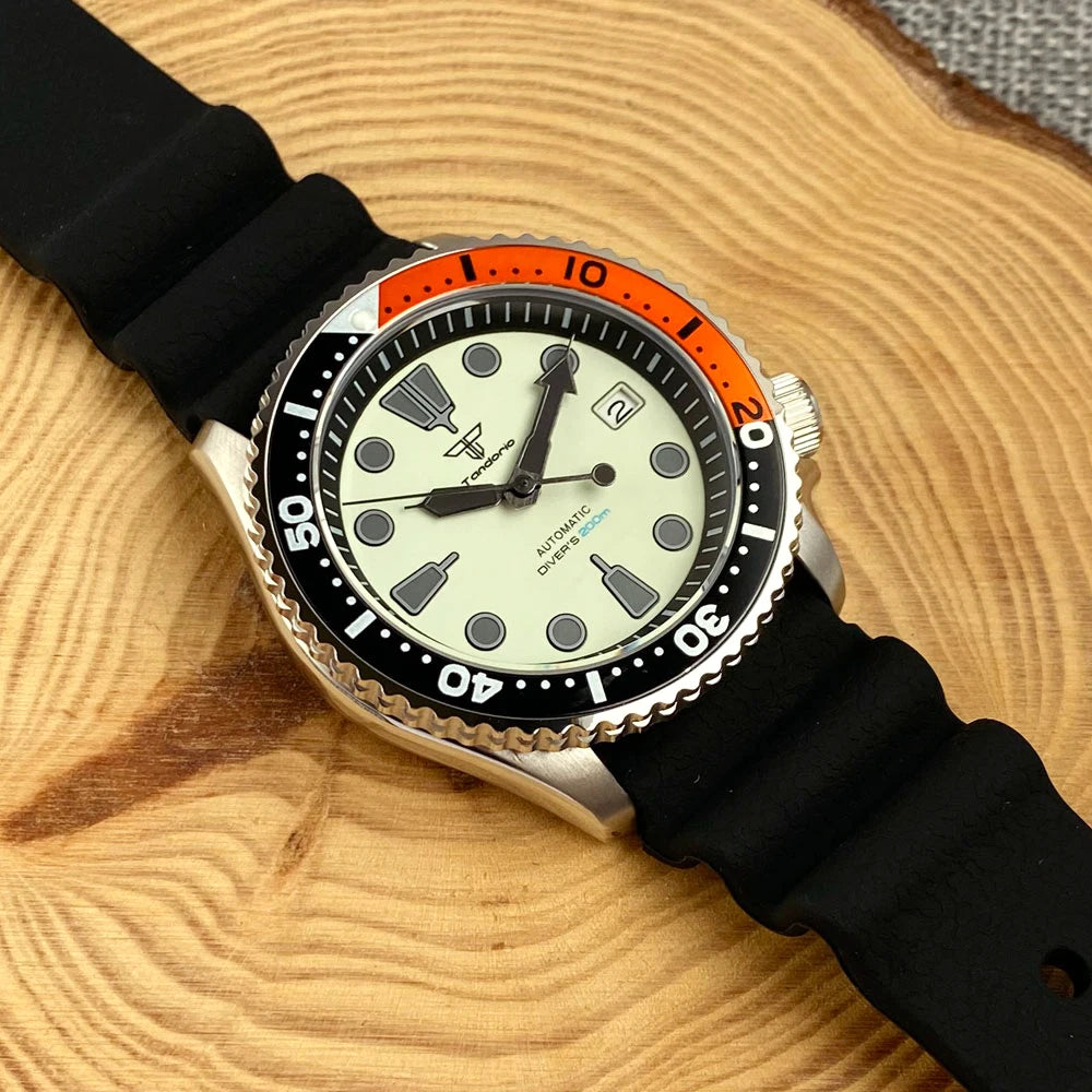 Tandorio SKX Mod Dive Automatic Watch Men Full Luminous S NH36 Movt Sapphire Glass 3.8 Crown Rejor 20bar Swim Clock 41mm
