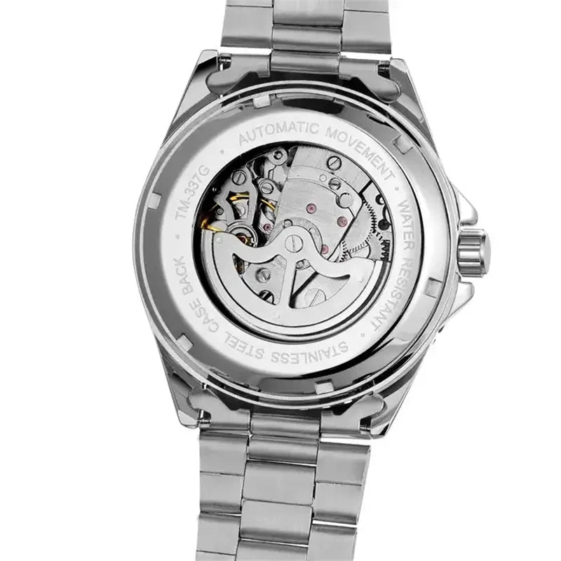 Fashion Winner Top Brand Men Luxury Full Black Stainless Steel Mechanical Automatic Date Christmas Business Wrist Watches