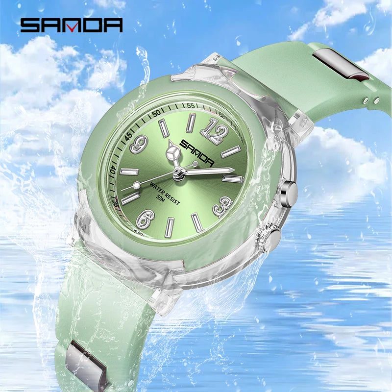 Fashion Trend Outdoor Leisure Temperament Versatile for Girls 2024 New Sanda 6104 Watch Quartz Watch LED Light