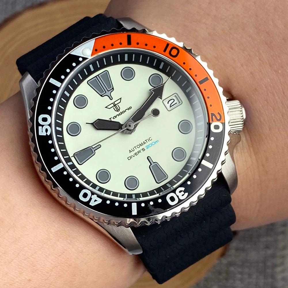 Tandorio SKX Mod Dive Automatic Watch Men Full Luminous S NH36 Movt Sapphire Glass 3.8 Crown Rejor 20bar Swim Clock 41mm