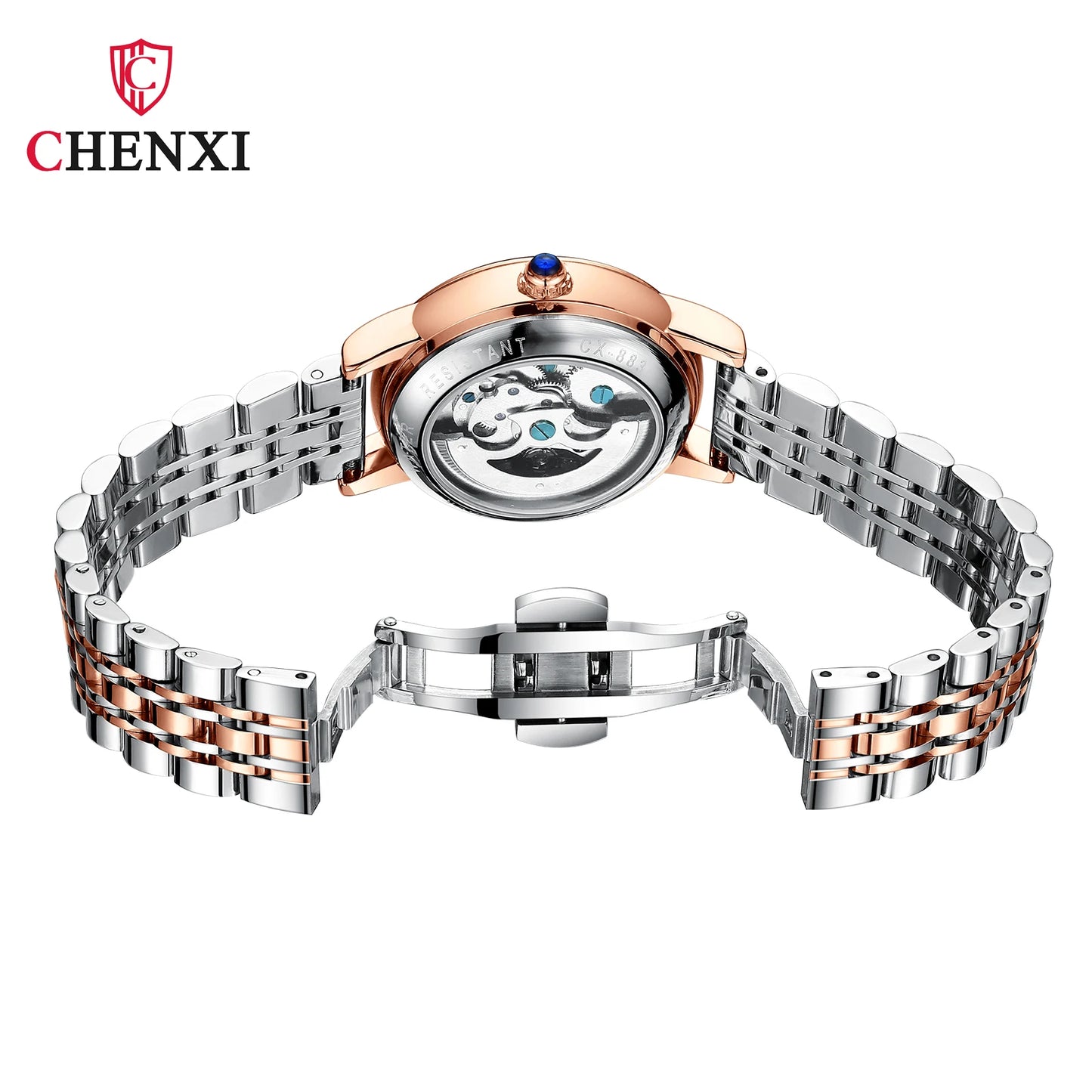 CHENXI Watch Women Luxury Fashion Heart Watches Stainless Steel Automatic Mechanical Wristwtaches Ladies Relogio Feminino 2023