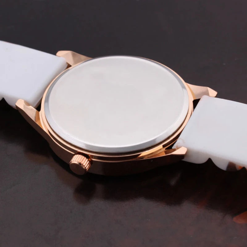 WristWatches Silicone Girl Flower Causal Watch Quartz Printed Women OR Women's Leather Watch Straps Light Up Watches for Women