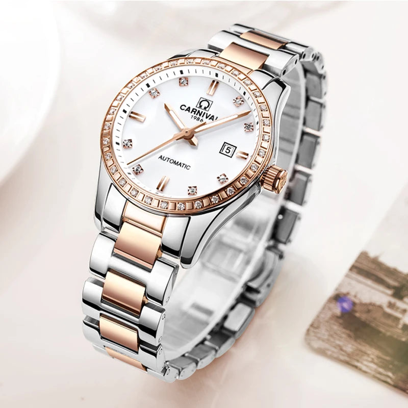CARNIVAL Brand Ladies Fashion Watch Luxury Casual Waterproof Luminous Automatic Mechanical Watches for Women Clock Reloj Mujer