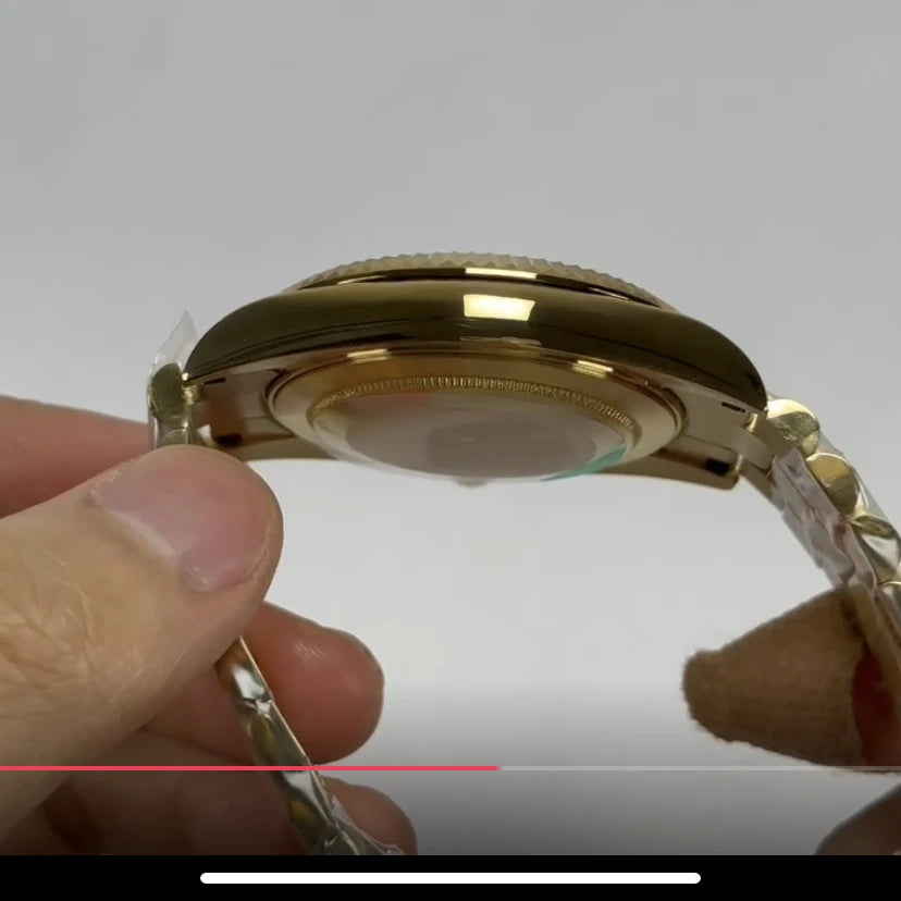 40mm ゴールド メンズ腕時計 実写 ウィークカレンダー 高級自動巻き/日本製機械式ステンレススチール Reloj Hombre 904L 腕時計