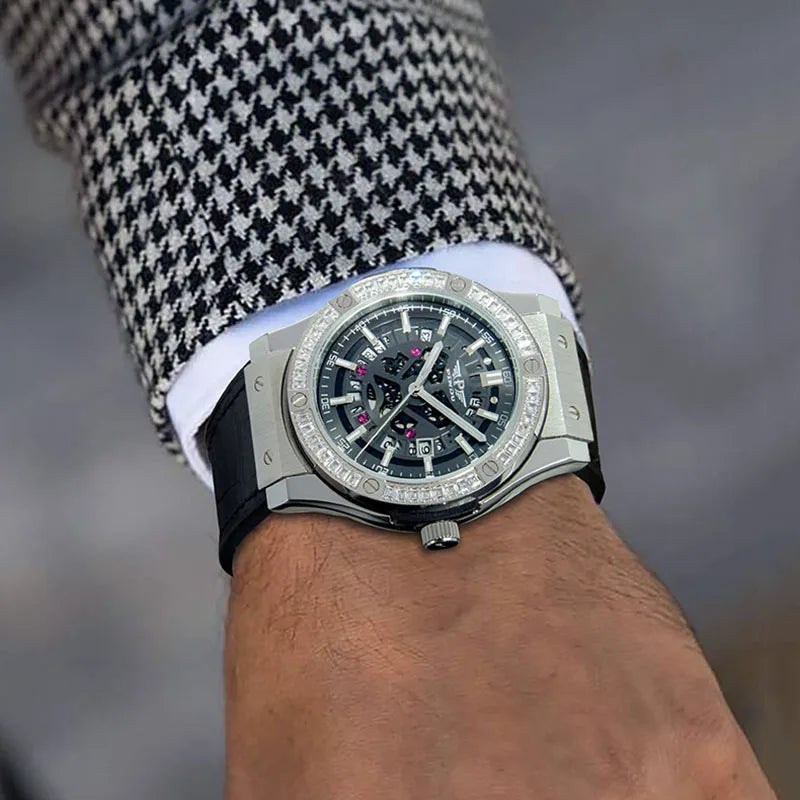 PINDU Watches High Quality Luxury Men's Watch Waterproof 44.5mm Automatic Movement 316L Stainless Steel Hollowed Fashion Watch