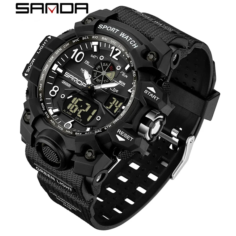 Fashion Sanda Brand Youth Military Sports Trend Korean Electric Led Multifunction Lady Creative Personality Student Gift Watch