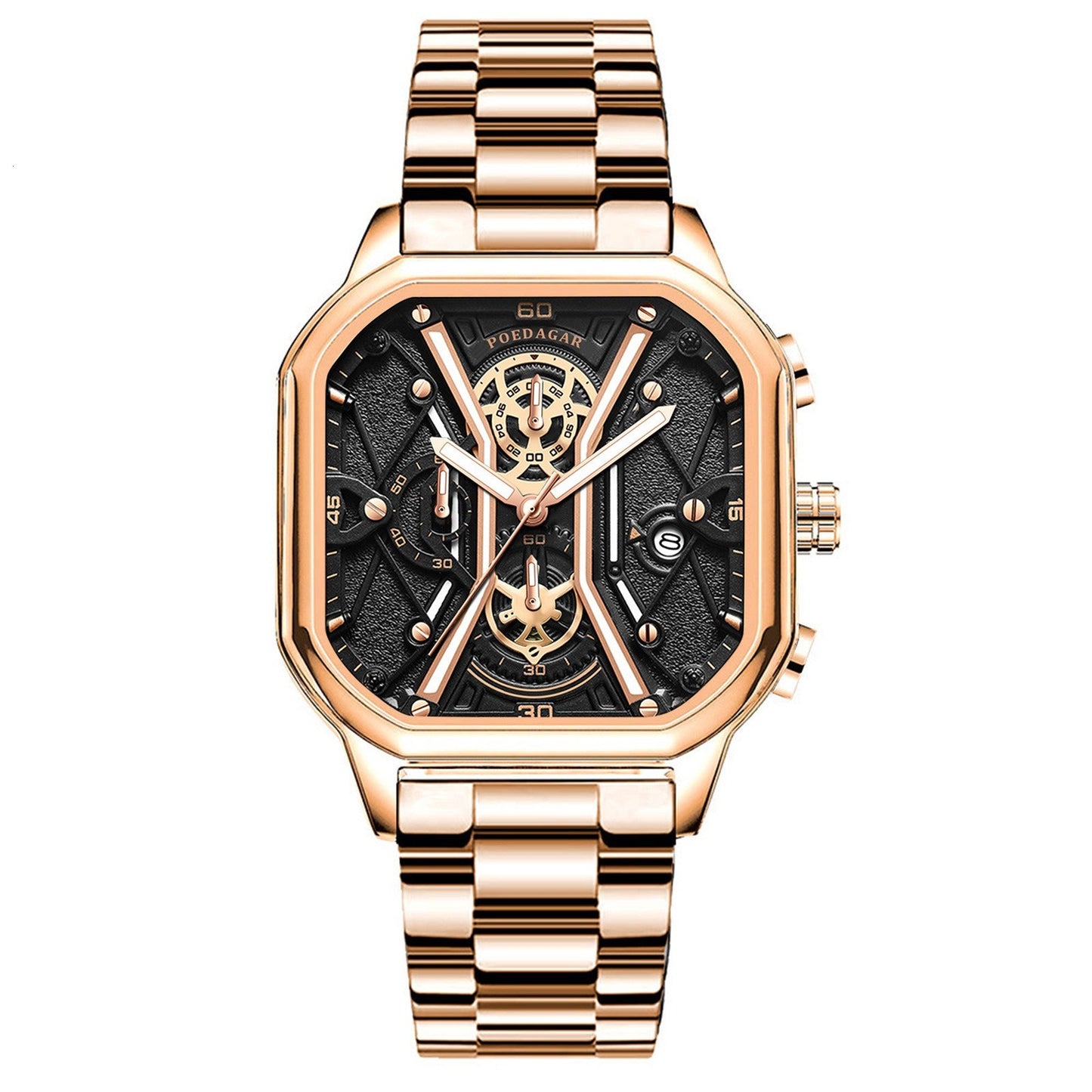 Reloj de cuarzo luminoso multifuncional para hombre