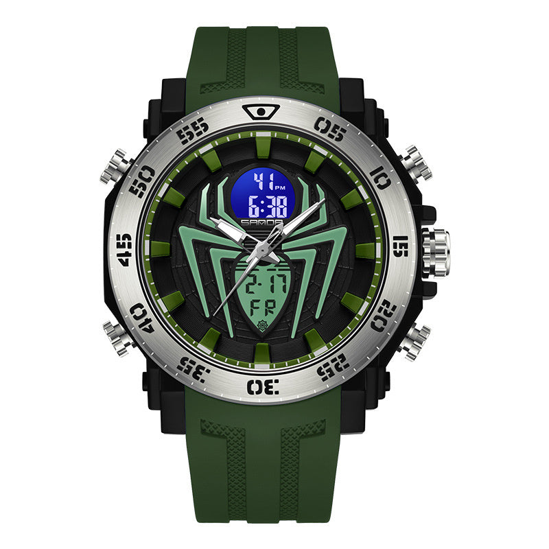 Reloj multifuncional impermeable y luminoso para exteriores con diseño de araña para hombre
