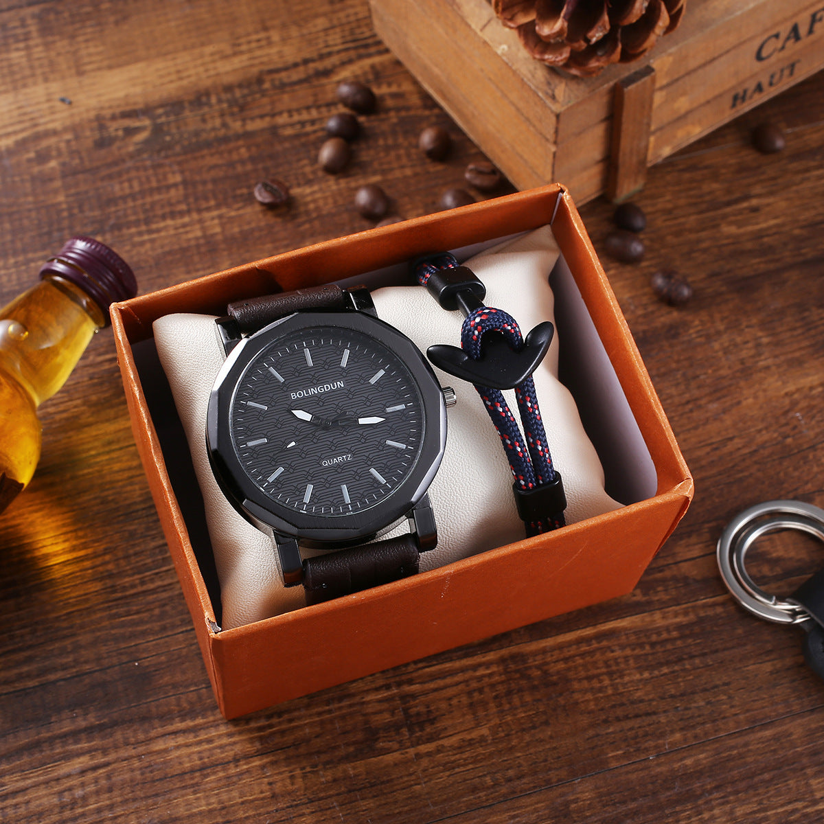 Conjunto de pulsera de moda con cinturón sencillo y reloj de cuarzo