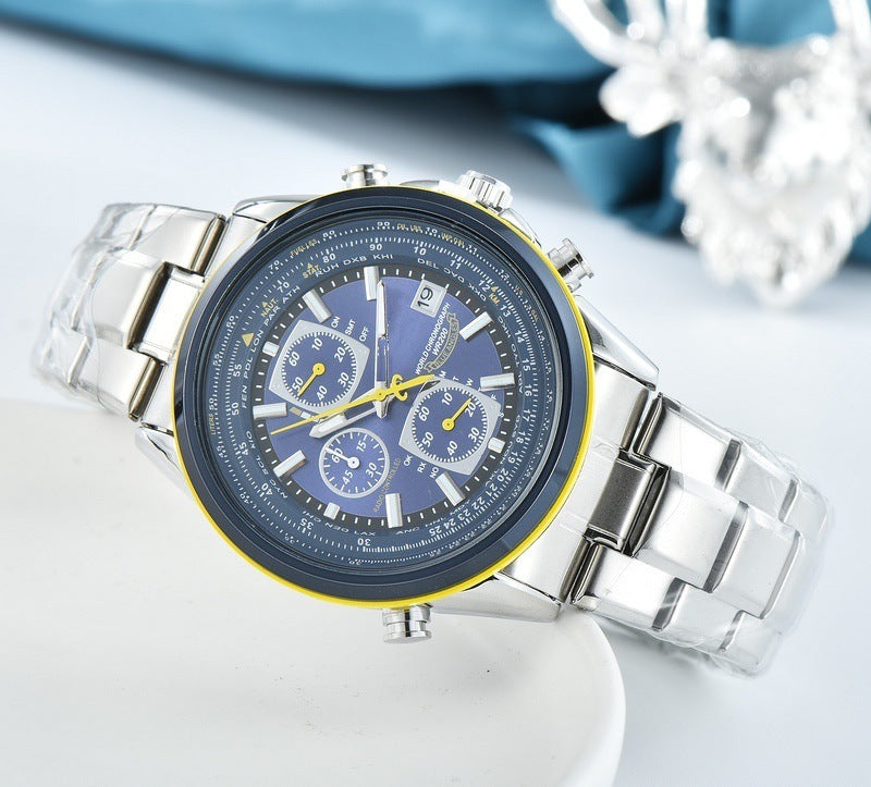 Cross-border Men's Casual Watch Six-Needle Steel Belt Tape Hot Sale