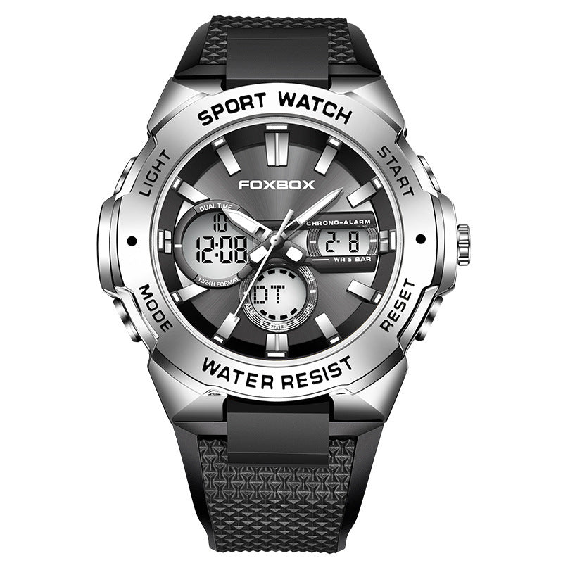 Reloj de cuarzo luminoso impermeable deportivo multifunción con doble pantalla para hombre