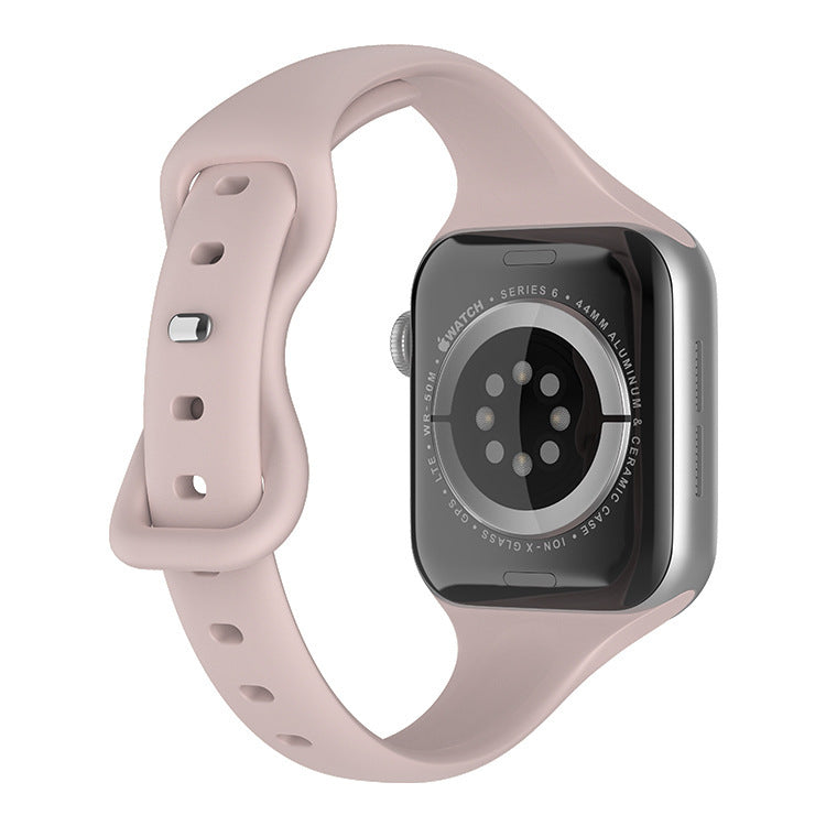 Correa de reloj con hebilla de mariposa y cintura pequeña de silicona de color sólido