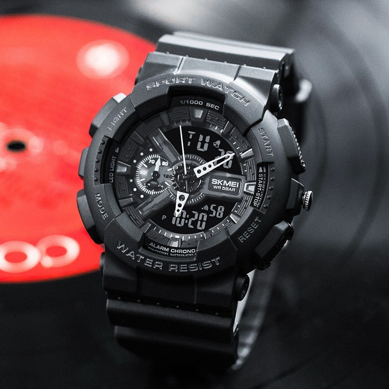 Reloj electrónico clásico deportivo de moda en oro negro con doble pantalla para estudiantes, reloj para adolescentes, niños y niñas