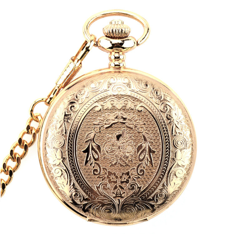 Reloj de bolsillo hueco con tapa estilo retro para mujer