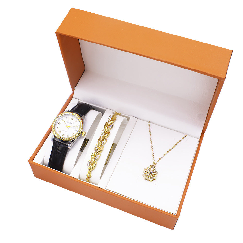 Reloj para mujer, nuevo conjunto de regalo, collar, pulsera, conjunto de tres piezas