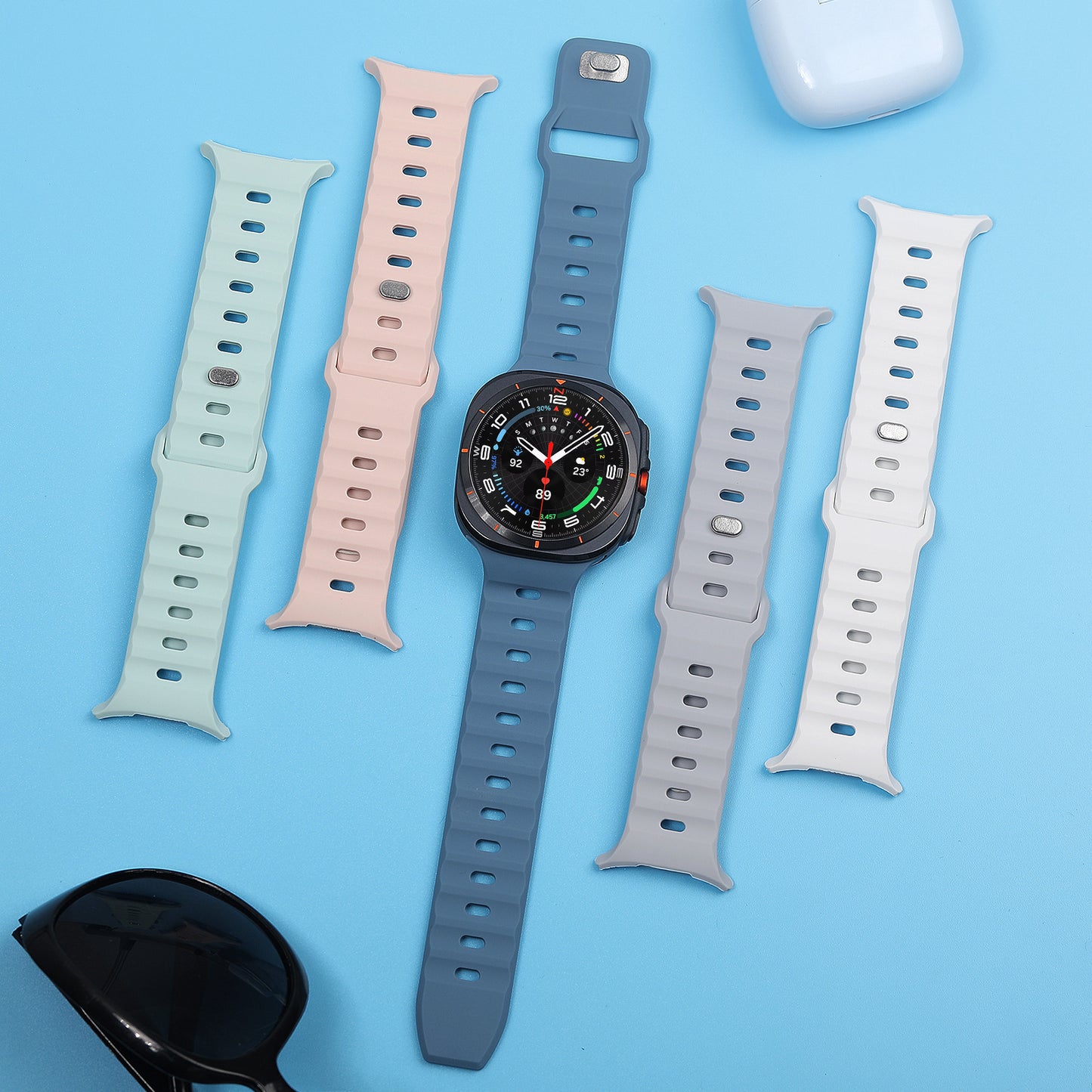 Correa de silicona con hebilla inversa Ultra Wave para reloj compatible con 47 mm