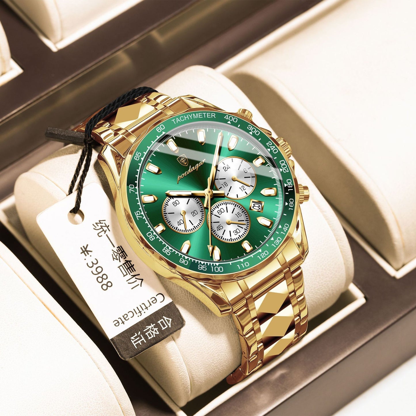Reloj de cuarzo multifuncional para hombre, luminoso y resistente al agua
