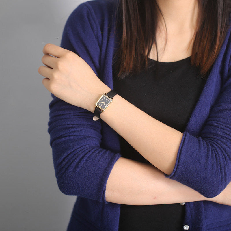 Julius Rectangular Simple Art Retro Wild Belt Quartz Watch Waterproof Ladies Watch