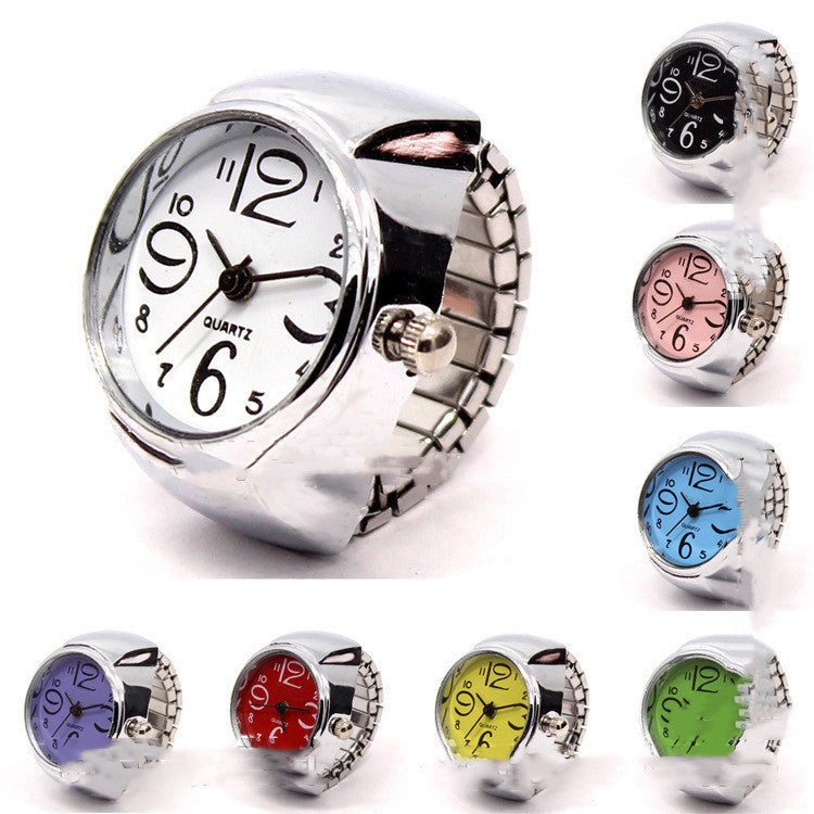 Reloj de anillo personalizado para hombres y mujeres, gran oferta, reloj de anillo para parejas, moda coreana, venta al por mayor, caja de plata de aleación, fabricante directo al por mayor