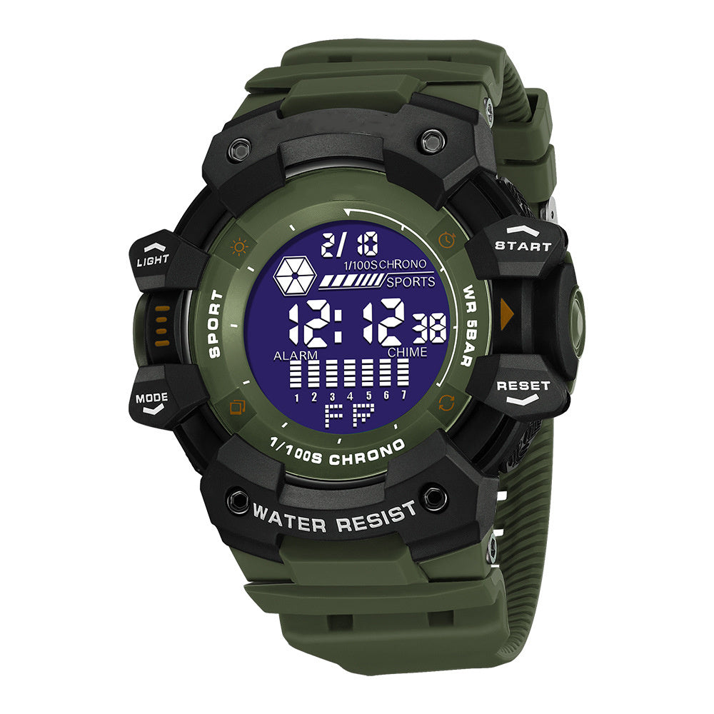 Reloj electrónico luminoso deportivo resistente al agua para hombre