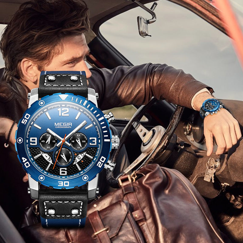 Men's Multifunctional Sports Chronograph Luminous Waterproof Quartz Watch