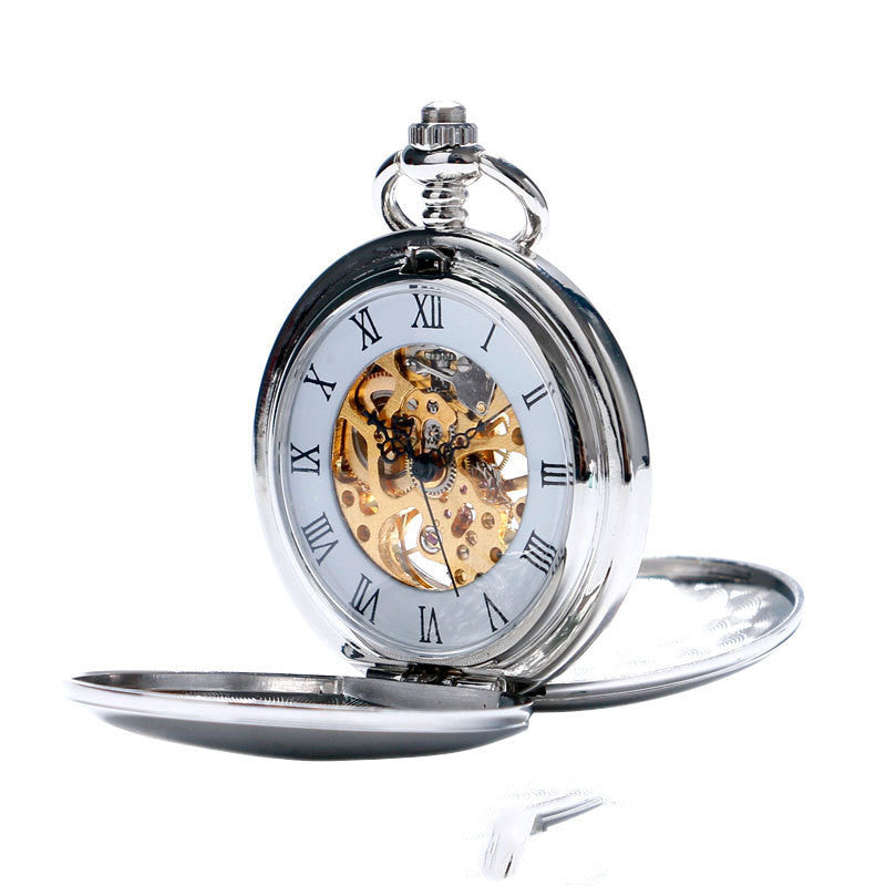 Reloj de bolsillo retro sencillo clásico con tapa abierta doble para hombres y mujeres