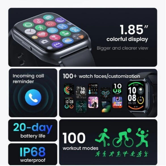 Reloj inteligente deportivo con Bluetooth, control del ritmo cardíaco y del sueño